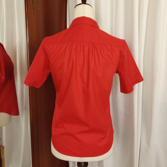 Vintage Levi's Cotton Blend Button Up Top, Tomato Red, Small, Like New Condition - Picture 4 of 11